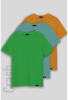 Düz Renk Basic Erkek 3-lü Bisiklet Yaka Slim Fit T-Shirt
