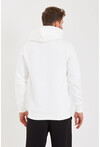 Beyaz Unisex Kapüşonlu Kanguru Cepli Baskılı Sweatshirt
