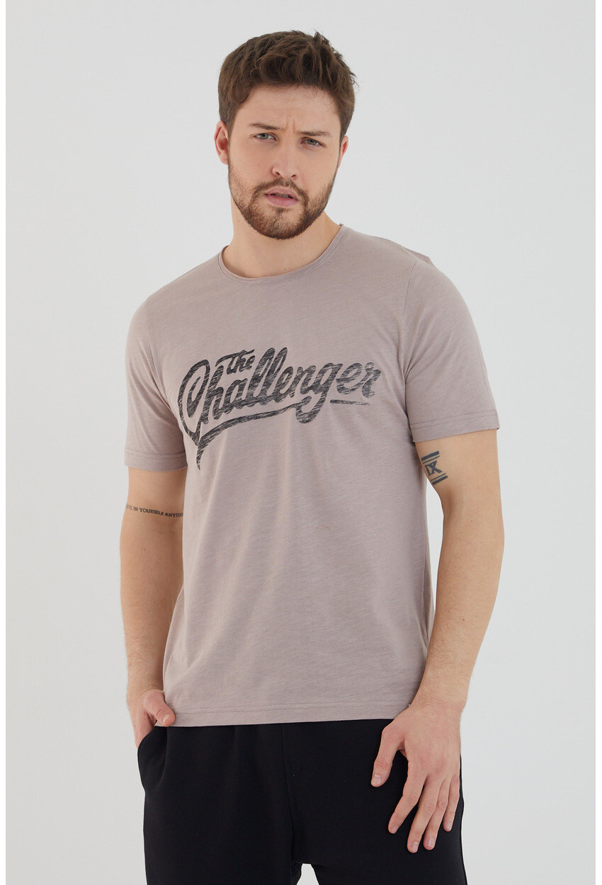Unisex Slim Fit Baskılı Bisiklet Yaka T-Shirt