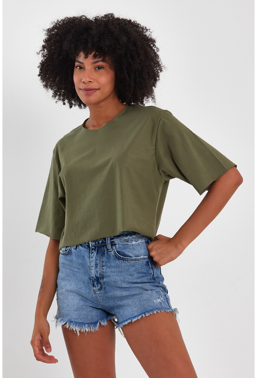 Kadın Basic Oversize Crop 