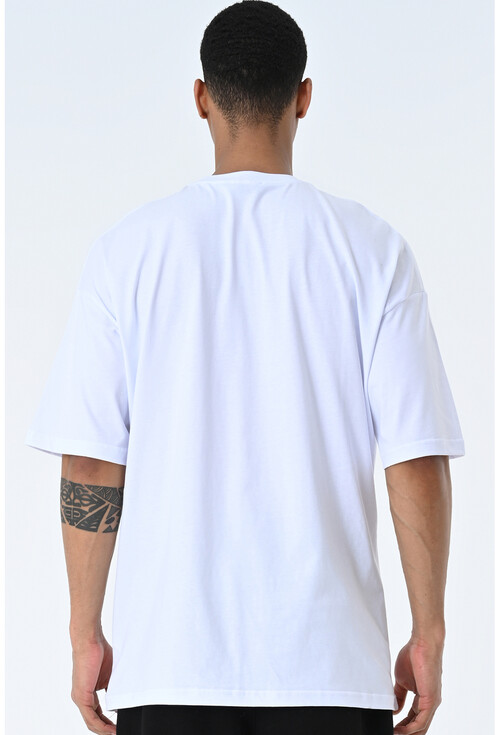 Basic Erkek Bisiklet Yaka Oversize Kalıp Kısa Kollu T-Shirt
