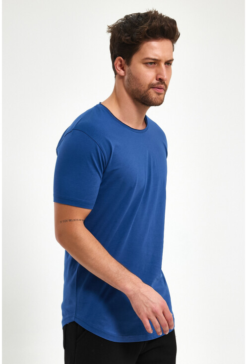 Eteği Oval Basic Bisiklet Yaka Slim Fit Kısa Kollu T-Shirt