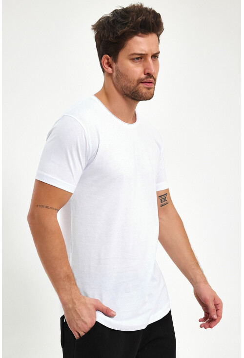 Eteği Oval Basic Bisiklet Yaka Slim Fit Kısa Kollu T-Shirt