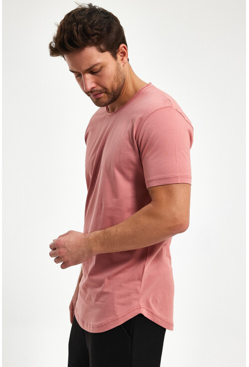 Eteği Oval Basic Bisiklet Yaka Slim Fit Kısa Kollu T-Shirt