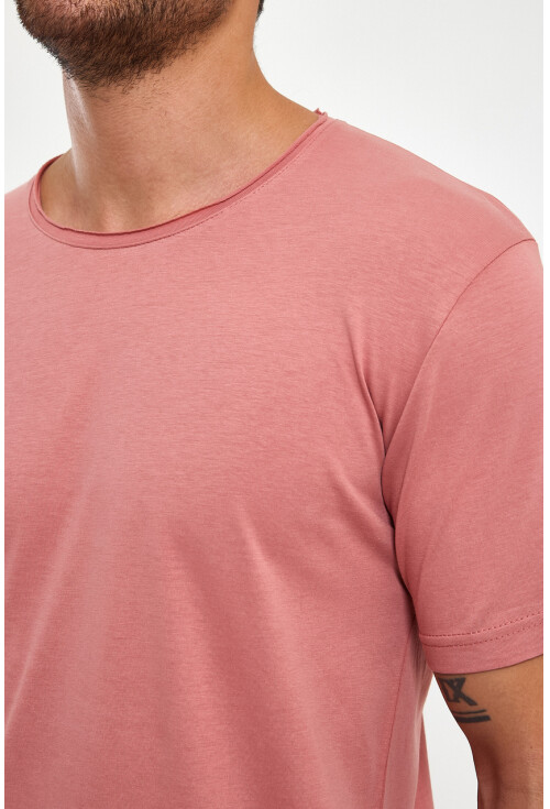 Eteği Oval Basic Bisiklet Yaka Slim Fit Kısa Kollu T-Shirt