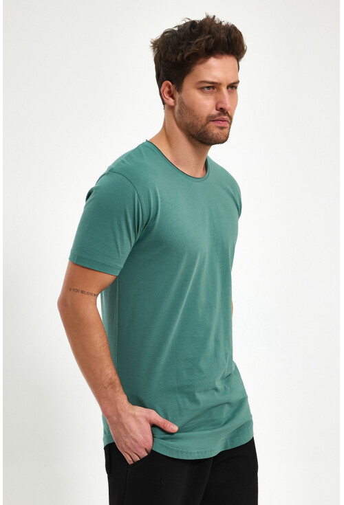Eteği Oval Basic Bisiklet Yaka Slim Fit Kısa Kollu T-Shirt