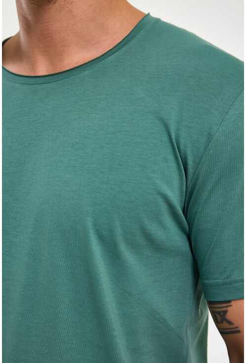 Eteği Oval Basic Bisiklet Yaka Slim Fit Kısa Kollu T-Shirt