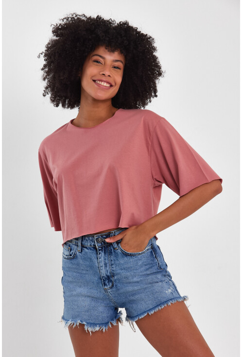 Kadın Basic Oversize Crop