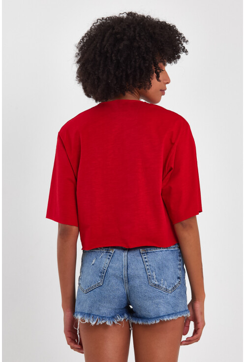Kadın Basic Oversize Crop 