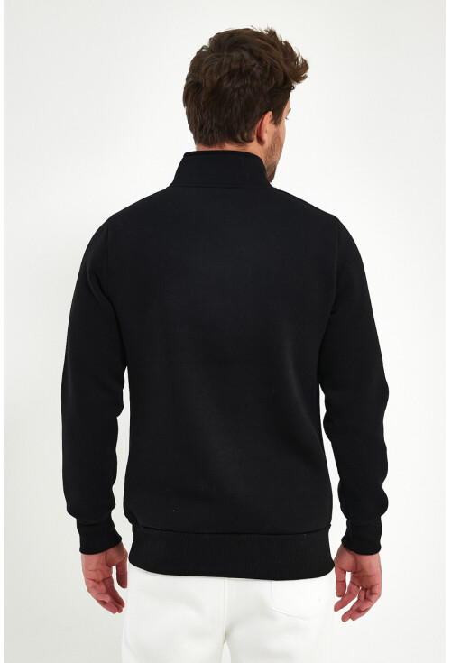 Yüksek Yaka Yarım Fermuarlı Basic Sweatshirt