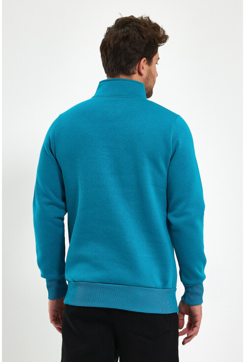 Yüksek Yaka Yarım Fermuarlı Basic Sweatshirt