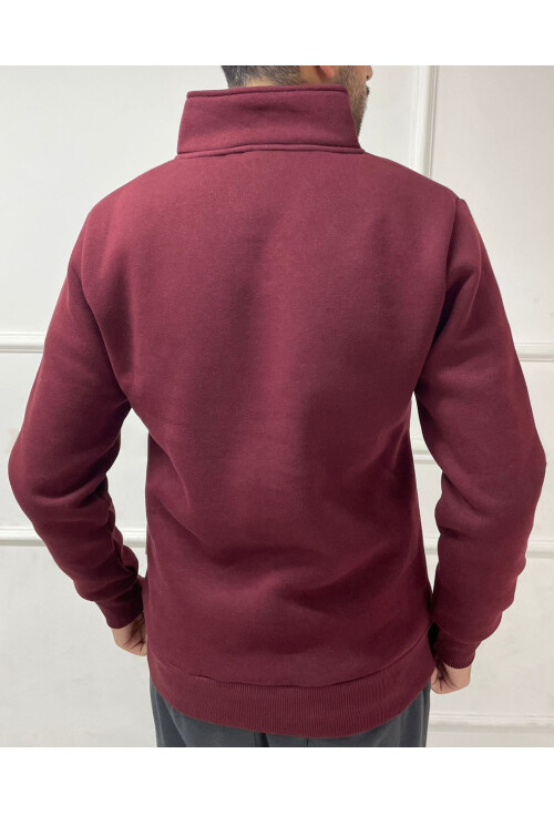 Yüksek Yaka Yarım Fermuarlı Basic Sweatshirt