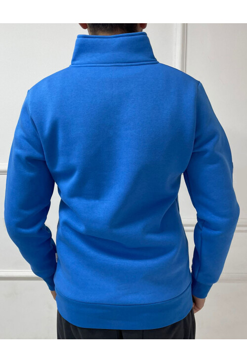 Yüksek Yaka Yarım Fermuarlı Basic Sweatshirt
