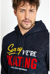 Lacivert Unisex Kapüşonlu Kanguru Cepli Üç Iplik Sweatshirt P4098