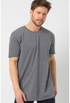 Basic Erkek Bisiklet Yaka Long Fit Eteği Biyeli T-Shirt