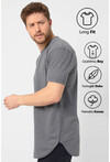 Basic Erkek Bisiklet Yaka Long Fit Eteği Biyeli T-Shirt