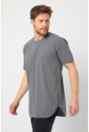Basic Erkek Bisiklet Yaka Long Fit Eteği Biyeli T-Shirt