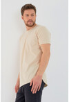 Basic Erkek Bisiklet Yaka Long Fit Eteği Biyeli T-Shirt