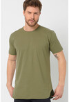 Basic Erkek Bisiklet Yaka Long Fit Eteği Biyeli T-Shirt