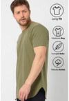 Basic Erkek Bisiklet Yaka Long Fit Eteği Biyeli T-Shirt