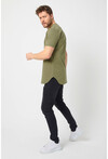 Basic Erkek Bisiklet Yaka Long Fit Eteği Biyeli T-Shirt