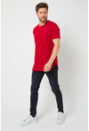 Basic Erkek Bisiklet Yaka Long Fit Eteği Biyeli T-Shirt