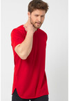 Basic Erkek Bisiklet Yaka Long Fit Eteği Biyeli T-Shirt