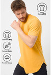 Basic Erkek Bisiklet Yaka Long Fit Eteği Biyeli T-Shirt