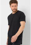 Basic Erkek Bisiklet Yaka Long Fit Eteği Biyeli T-Shirt