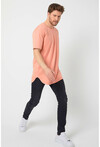 Basic Erkek Bisiklet Yaka Long Fit Eteği Biyeli T-Shirt