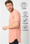 Basic Erkek Bisiklet Yaka Long Fit Eteği Biyeli T-Shirt