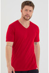 Basic Erkek V Yaka Slim Fit Kısa Kollu T-Shirt