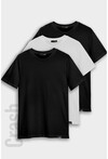 Düz Renk Basic Erkek 3-lü Bisiklet Yaka Slim Fit T-Shirt