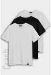 Düz Renk Basic Erkek 3-lü Bisiklet Yaka Slim Fit T-Shirt