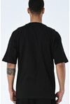 Siyah Bisiklet Yaka Baskılı Oversize Kalıp Unisex T-Shirt
