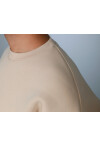 Bej Unisex Basic Bisiklet Yaka Oversize Sweatshirt