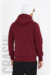 Bordo Unisex Kapüşonlu Üç İplik Basic Sweatshirt