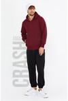 Bordo Unisex Kapüşonlu Üç İplik Basic Sweatshirt