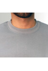 Boyalı gri Unisex Basic Bisiklet Yaka Oversize Sweatshirt