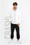 Ekru Unisex Kapüşonlu Üç İplik Basic Sweatshirt
