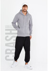 Gri Unisex Kapüşonlu Üç İplik Basic Sweatshirt