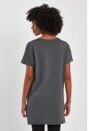 Kadın V Yaka Yırtmaçlı Oversize Basic Tişört