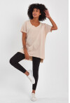 Kadın V Yaka Yırtmaçlı Oversize Basic Tişört