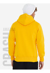 Sarı Unisex Kapüşonlu Üç İplik Basic Sweatshirt