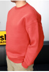 Kiremit Unisex Basic Bisiklet Yaka Oversize Sweatshirt