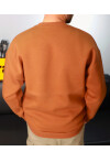 Koyu camel Unisex Basic Bisiklet Yaka Oversize Sweatshirt