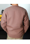 Koyu vizon Unisex Basic Bisiklet Yaka Oversize Sweatshirt