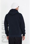 Lacivert Unisex Kapüşonlu Üç İplik Basic Sweatshirt