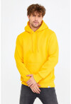 Sarı Unisex Kapüşonlu Kanguru Cepli Basic Sweatshirt 1163