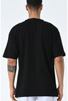 Siyah Bisiklet Yaka Baskılı Oversize Kalıp Unisex T-Shirt